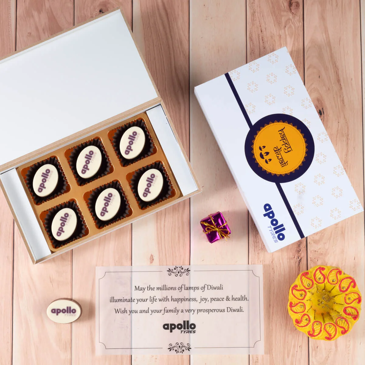 Corporate Diwali Gifts - 6 Chocolate Box - All Printed Chocolates (Minimum 50 Boxes)